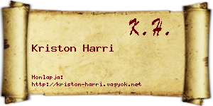 Kriston Harri névjegykártya